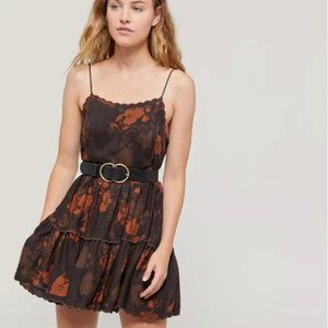 Urban Outfitters- tiered baby doll dress in rust floral